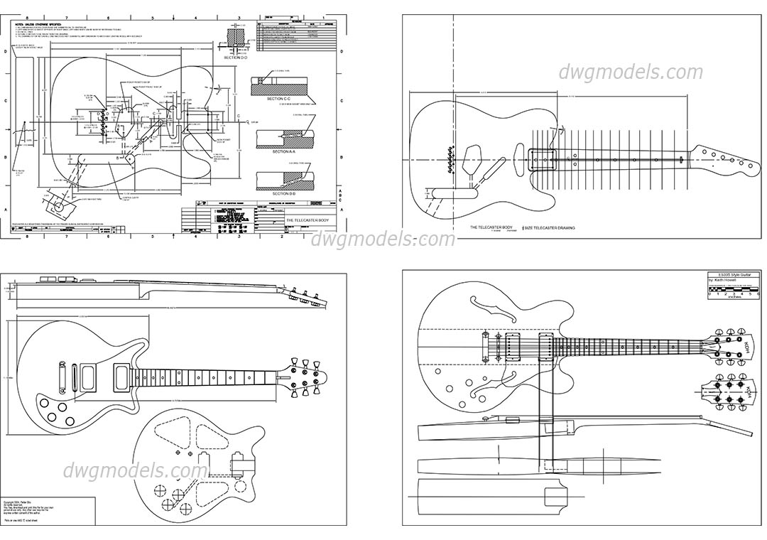 telecaster template dwg